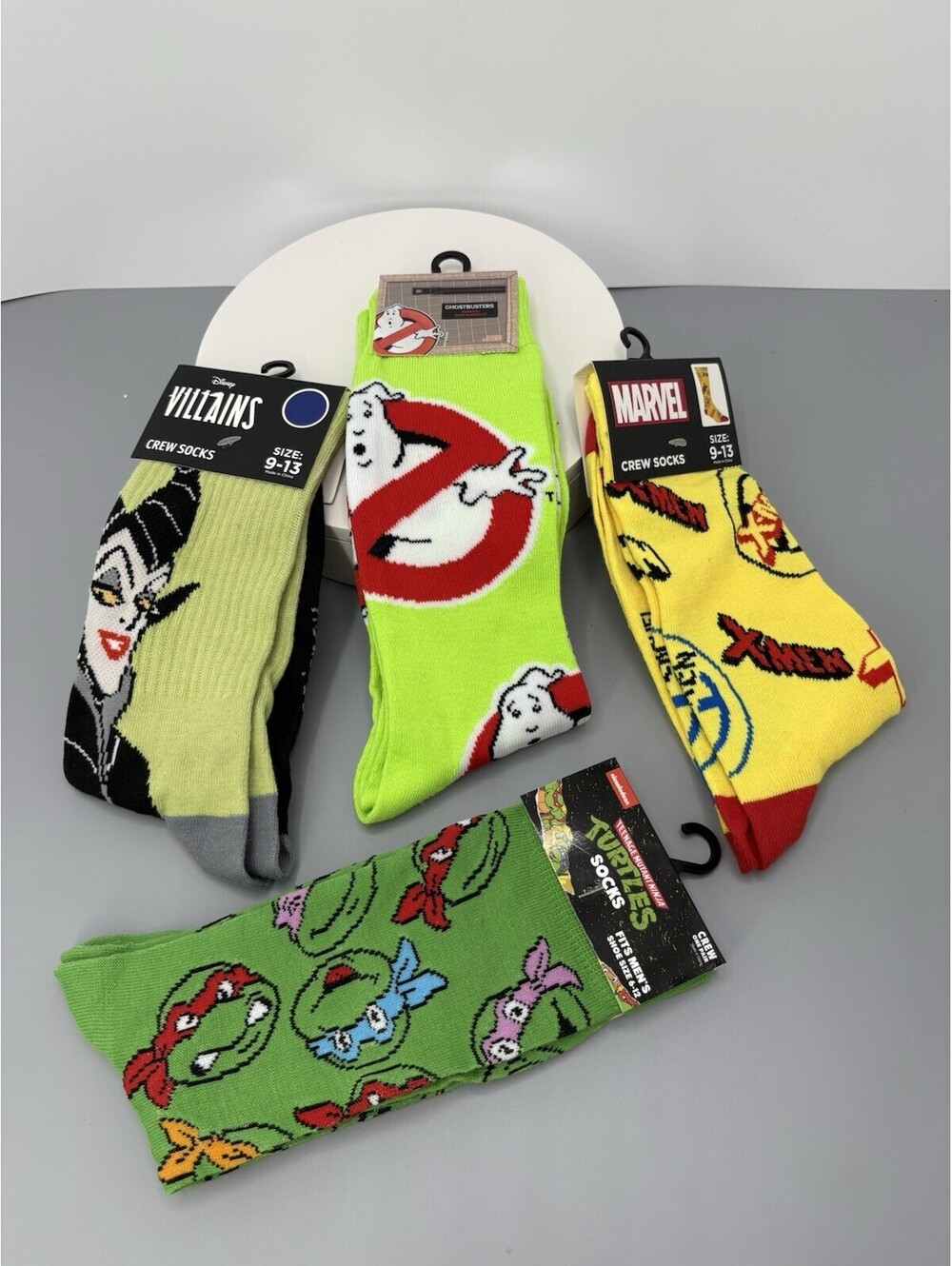 Marvel Ghostbusters Disney Villains TMNT Crew Socks Lot